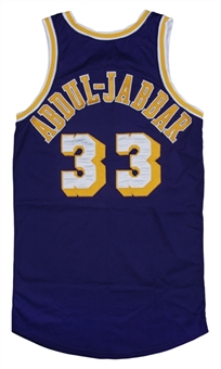 1980-85 Kareem Abdul-Jabbar Game Used & Signed Los Angeles Lakers Road Jersey (MEARS A10 & Beckett)